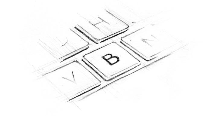 Scribbled B key on a keyboard